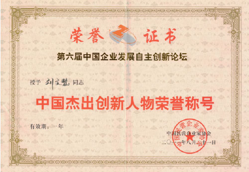 中國(guó)杰出創(chuàng)新人物榮譽(yù)稱號(hào)